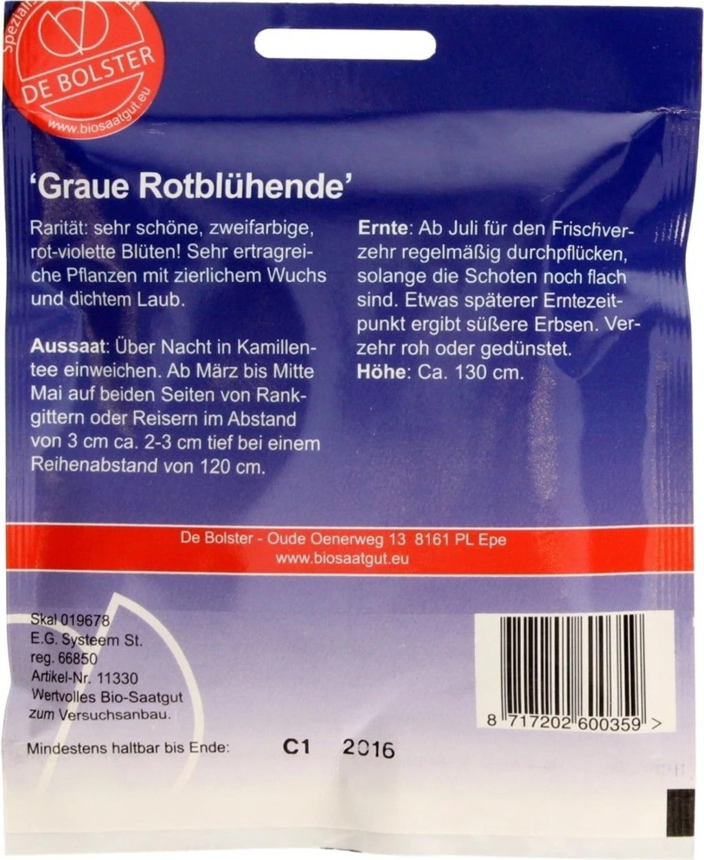 Pisello Mangiatutto "Graue Rotblühende", 75 G 2 Pisello Mangiatutto "Graue Rotblühende", 75 G - immagine 2