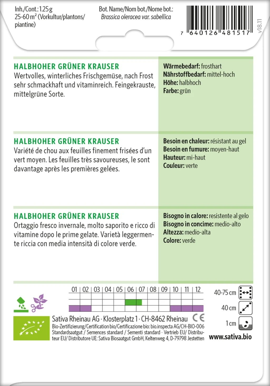 Cavolo Riccio Bio - Halbhoher Grüner Krauser 1 Cavolo Riccio Bio - Halbhoher Grüner Krauser